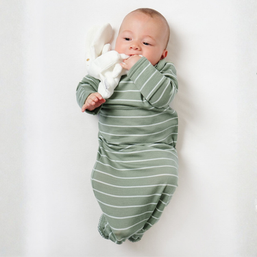 Merino Bundler Nightgown | Sage Stripe