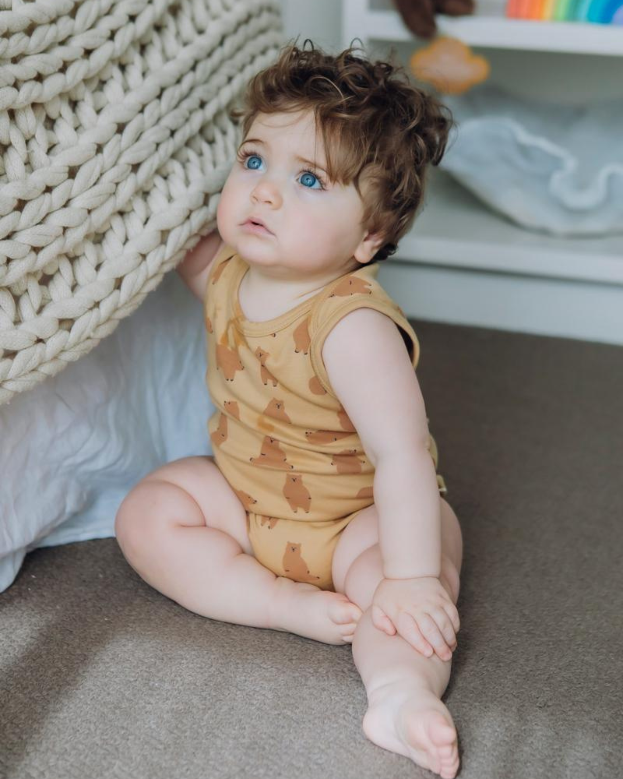 Cotton Singlet Bodysuit - Chubby Bear