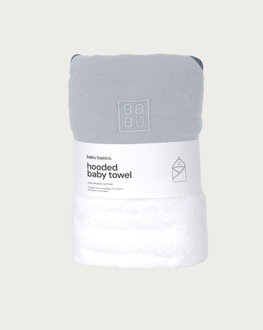 Terry Hooded Baby Towel - Sky Contrast