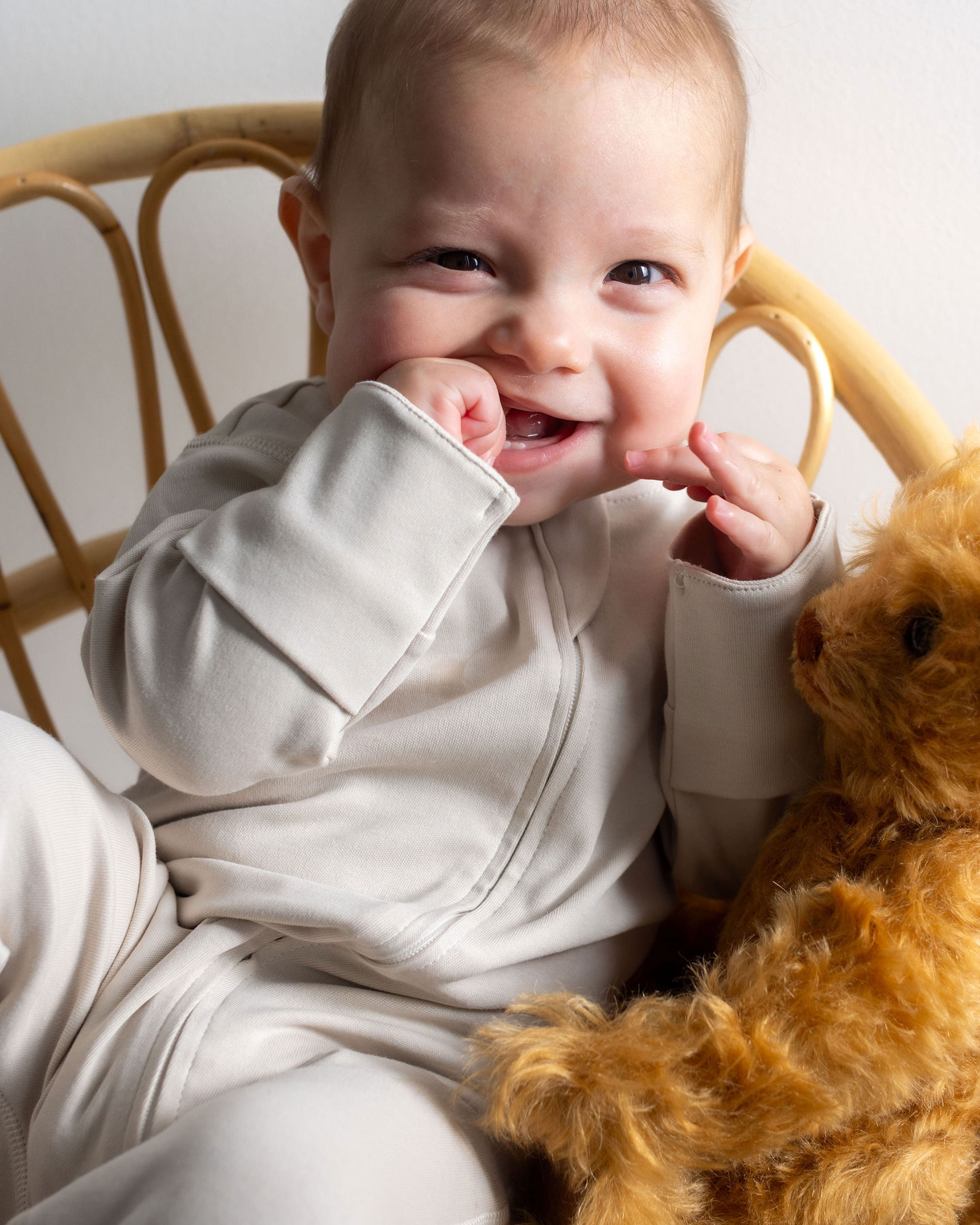 Footless Onesie Zipsuit - Cream