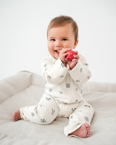 Cotton Footless Onesie - Fingerprint Friends