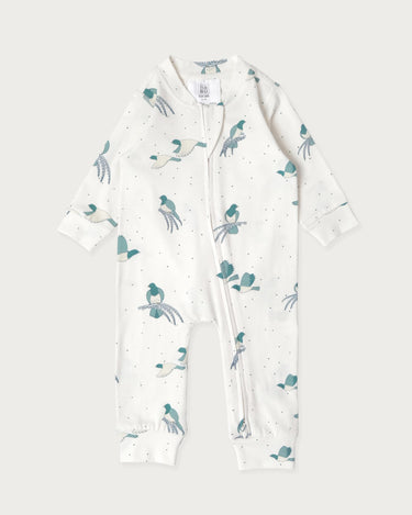 Babu Cotton Long Sleeve Footless Onesie - Kereru