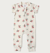 Babu Cotton Short Sleeve Footless Onesie - Pohutukawa