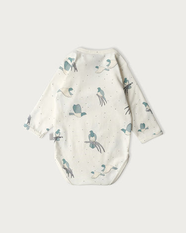 Babu Cotton Long Sleeve Bodysuit - Kereru - back view