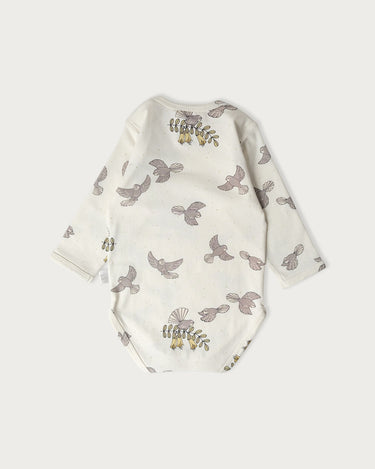 Babu Cotton Long Sleeve Bodysuit - Piwakawaka - back view