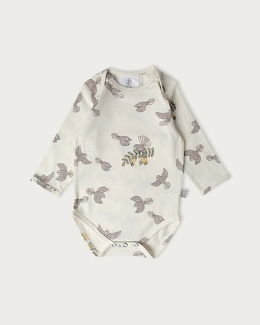 Babu Cotton Long Sleeve Bodysuit - Piwakawaka