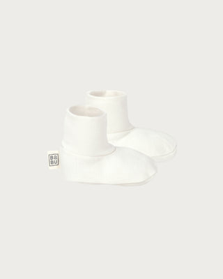 Organic cotton stay on newborn booties in cream – GOTS certified organic cotton – hospital bag essential baby gift – Babu