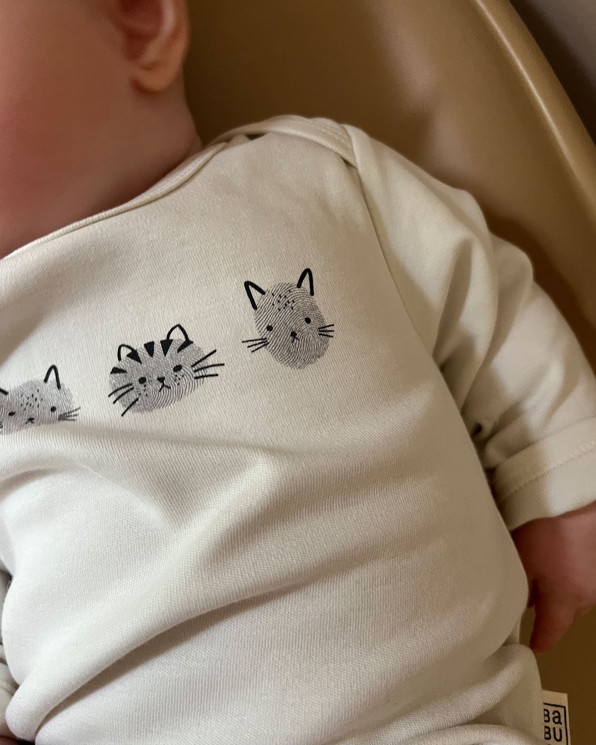 Long Sleeve Bodysuit - Fingerprint Cats