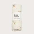 Organic cotton large muslin swaddle wrap in Australian native Galah bird print – GOTS certified – newborn baby gift – baby essentials – Babu - packaged