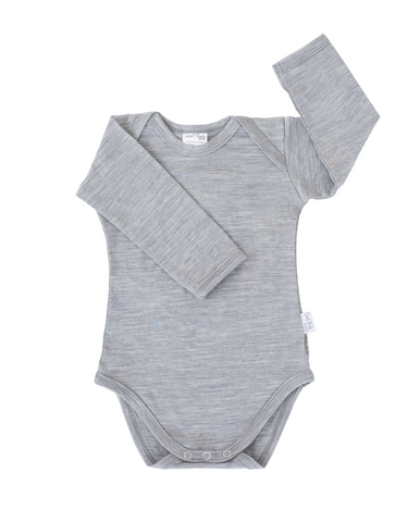Long Sleeve Bodysuit | Grey Marle - Merino & Me