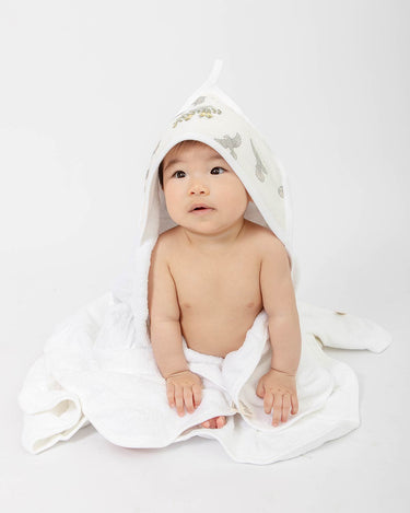 Terry Hooded Baby Towel - Piwakawaka