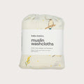 Organic cotton muslin wash cloths 6 pack in Australian native Kookaburra bird print – GOTS certified double gauze – newborn baby essentials – Babu - packaged