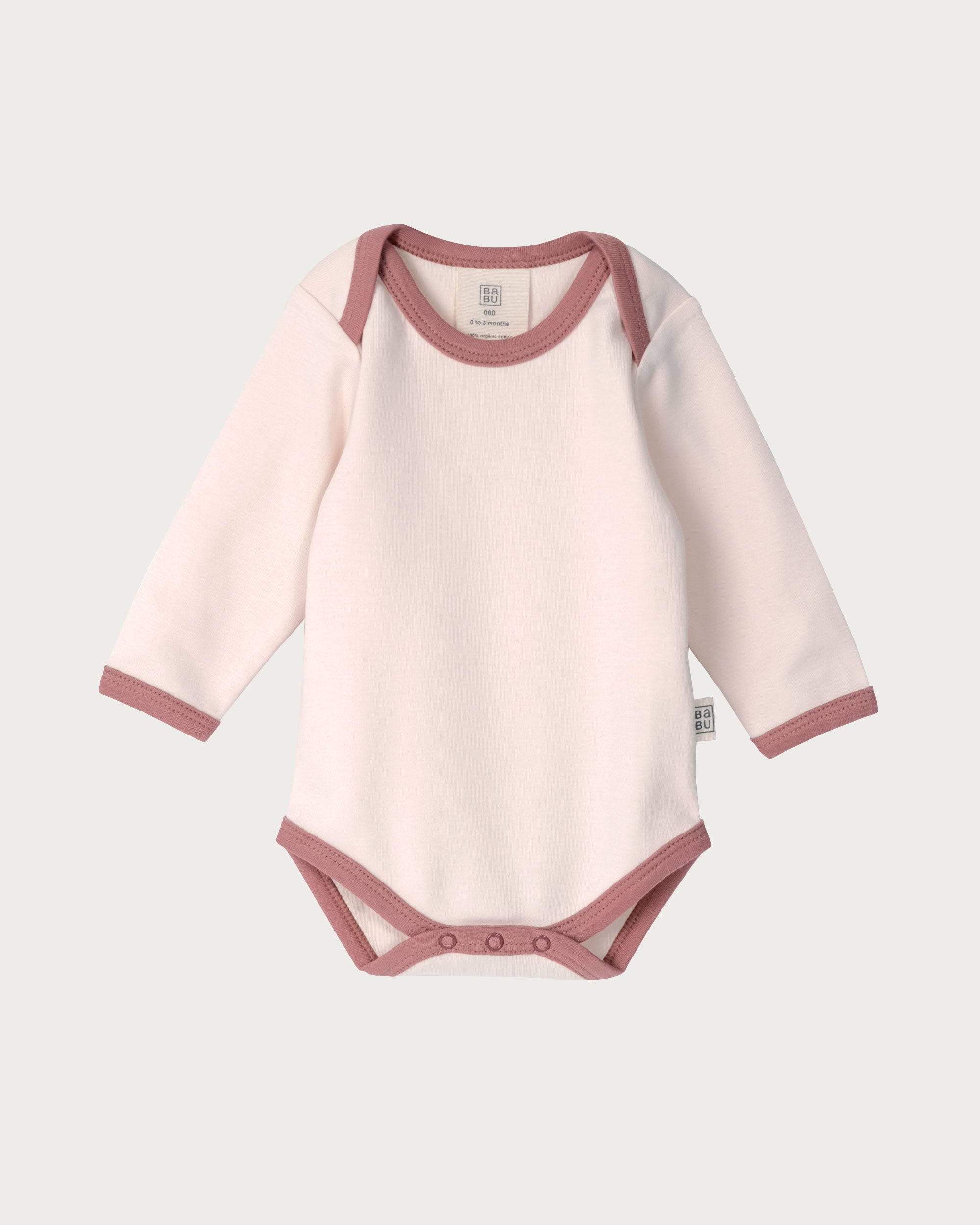 Babu Sim Rpse Babu Organic Cotton Long Sleeve Bodysuit Petal Contrast