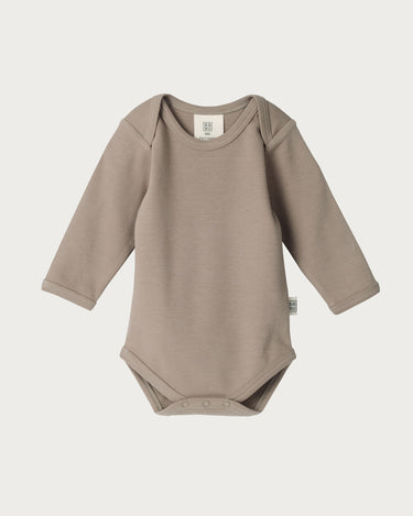 Cotton Long Sleeve Bodysuit - Walnut