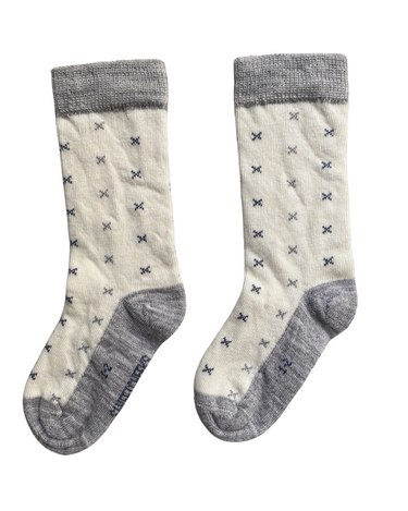 Long Baby Socks | Grey Marle Crosses - Merino & Me