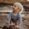 Babu Merino Long Sleeve Bodysuit - Periwinkle Stripe - view 3