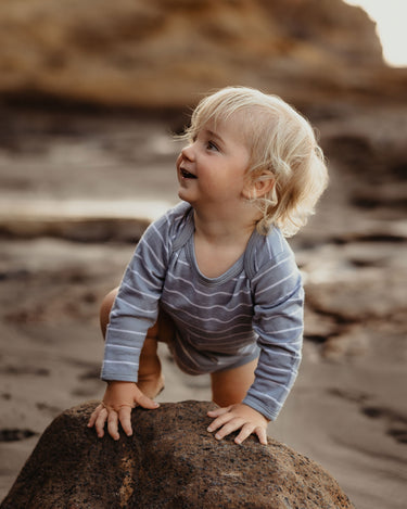 Babu Merino Long Sleeve Bodysuit - Periwinkle Stripe - view 3
