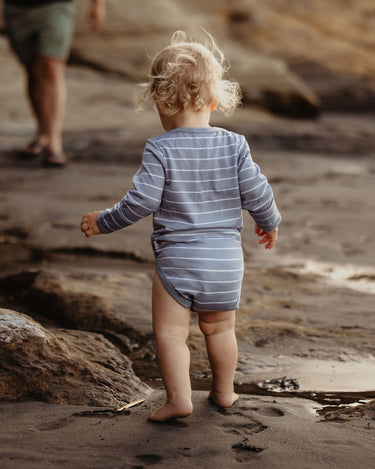 Babu Merino Long Sleeve Bodysuit - Periwinkle Stripe - view 4