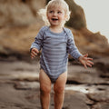 Babu Merino Long Sleeve Bodysuit - Periwinkle Stripe - view 6