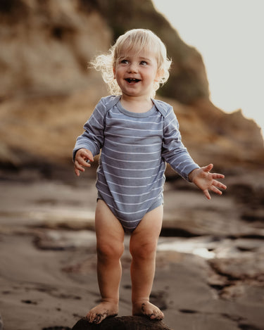 Babu Merino Long Sleeve Bodysuit - Periwinkle Stripe - view 6