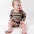 Babu Merino Long Sleeve Bodysuit - Walnut Stripe - view 2