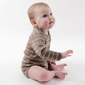 Babu Merino Long Sleeve Bodysuit - Walnut Stripe - view 3