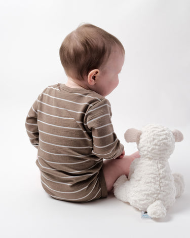 Babu Merino Long Sleeve Bodysuit - Walnut Stripe - view 5