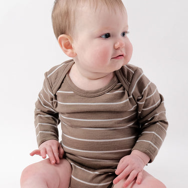 Merino Bodysuit | Walnut Stripe