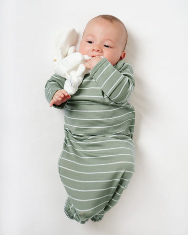 Merino Bundler Nightgown - Sage Stripe