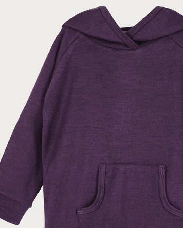 Babu Merino Hoodie - Plum - close up detail