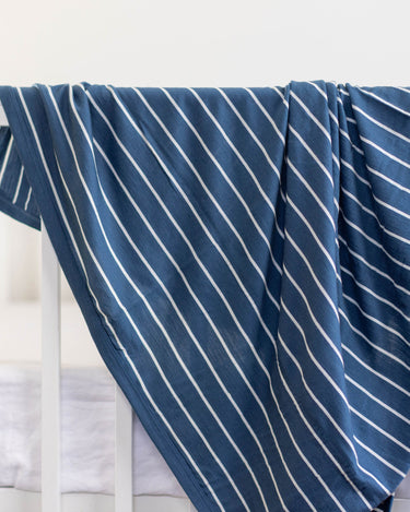 Merino Swaddle Wrap - Denim Stripe