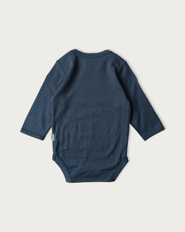 Babu Merino Long Sleeve Bodysuit - Denim - back view