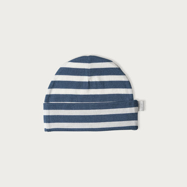 Merino Beanie | Wide Denim Stripe
