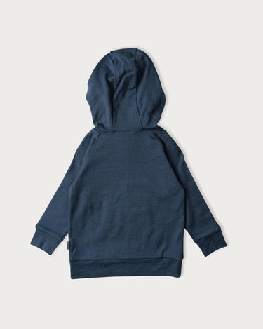 Babu Merino Hoodie - Denim - back view