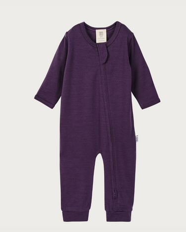 Merino Footless Onesie - Plum