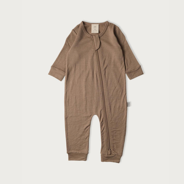 Merino Footless Onesie - Walnut