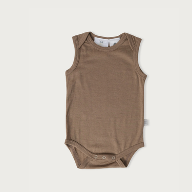 Merino Singlet Bodysuit | Walnut