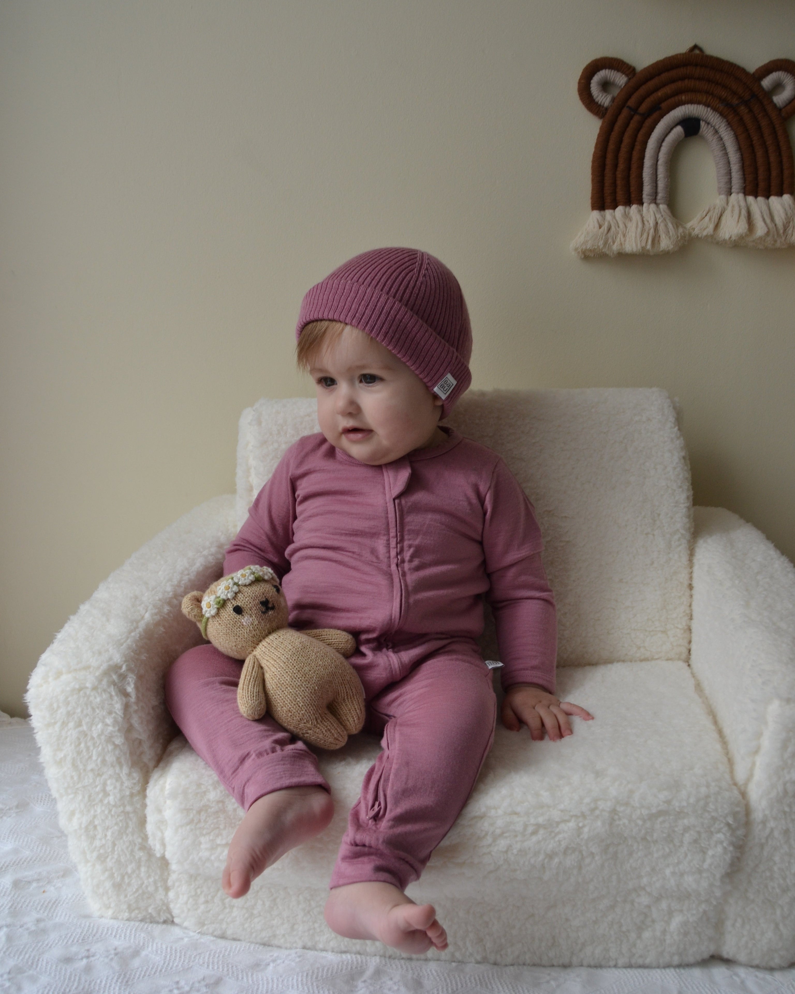 Merino Footless Onesie - Blossom