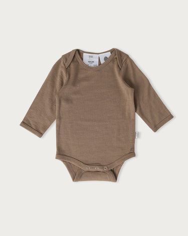 Merino Long Sleeve Bodysuit - Walnut