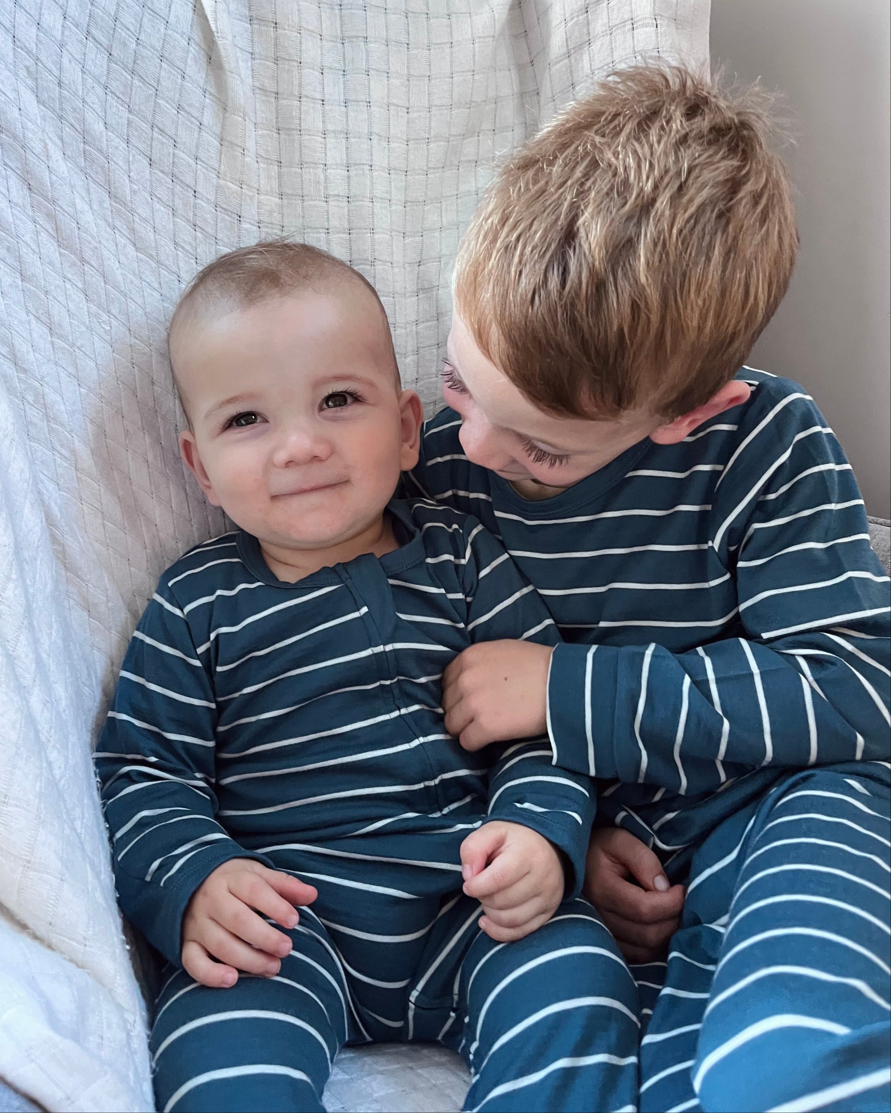 Merino Footed Onesie - Denim Stripe