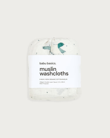 Babu Muslin Wash Cloths (6 Pack) - Kereru