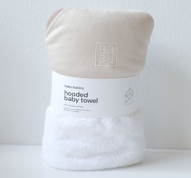 Terry Hooded Baby Towel - Oat Contrast