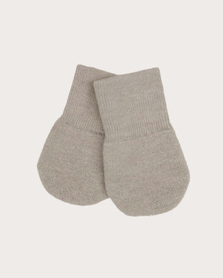 Merino wool terry mittens for toddlers in Oatmeal natural – warm winter mittens with rib knit cuff – Babu - top side