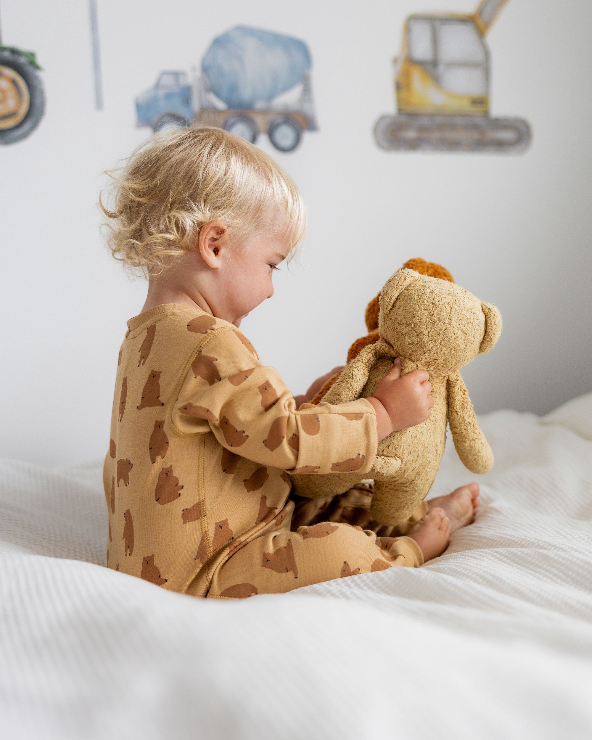 Footless Printed Onesie Zipsuit - Chubby Bear