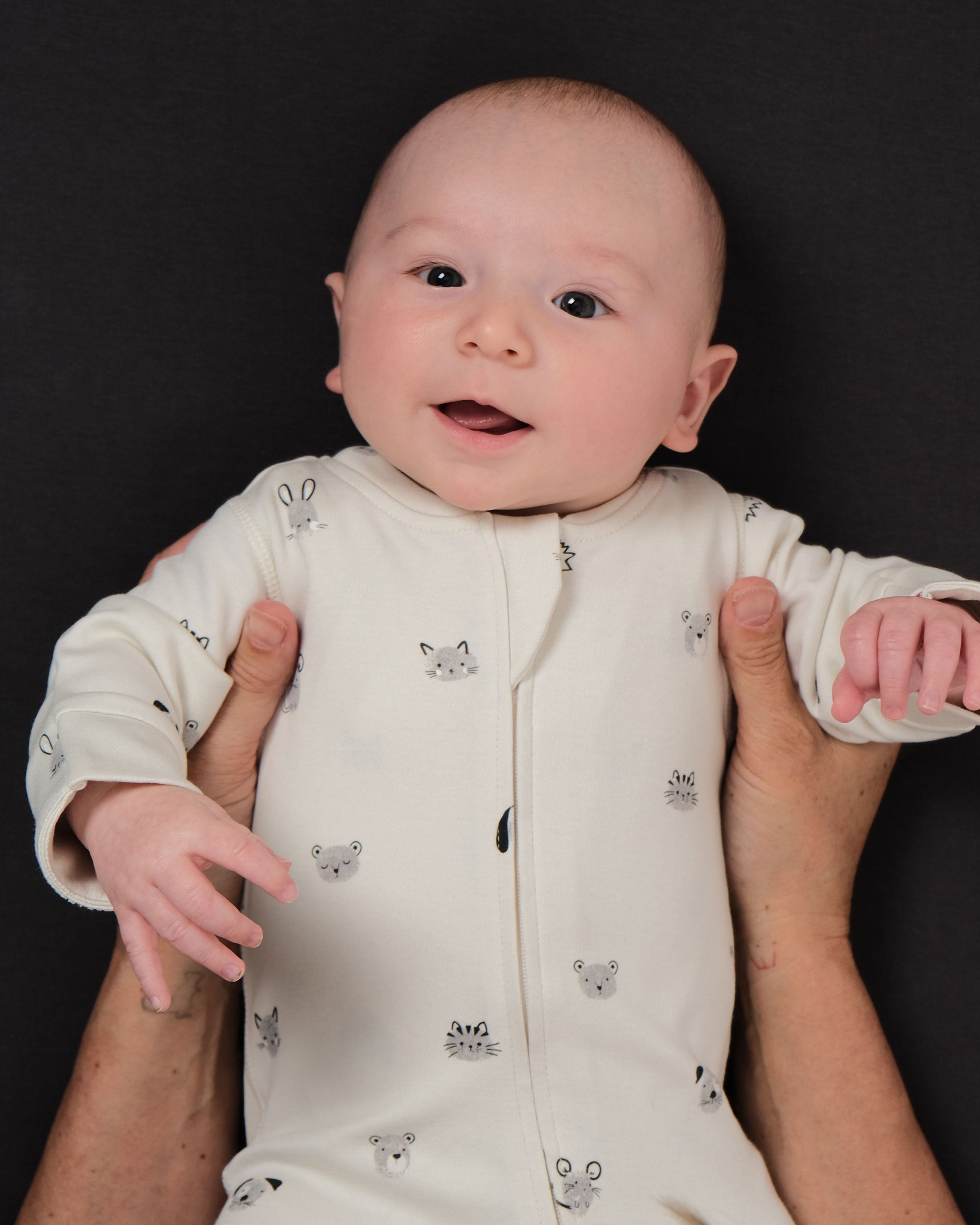 Footless Printed Onesie Zipsuit - Fingerprint Friends