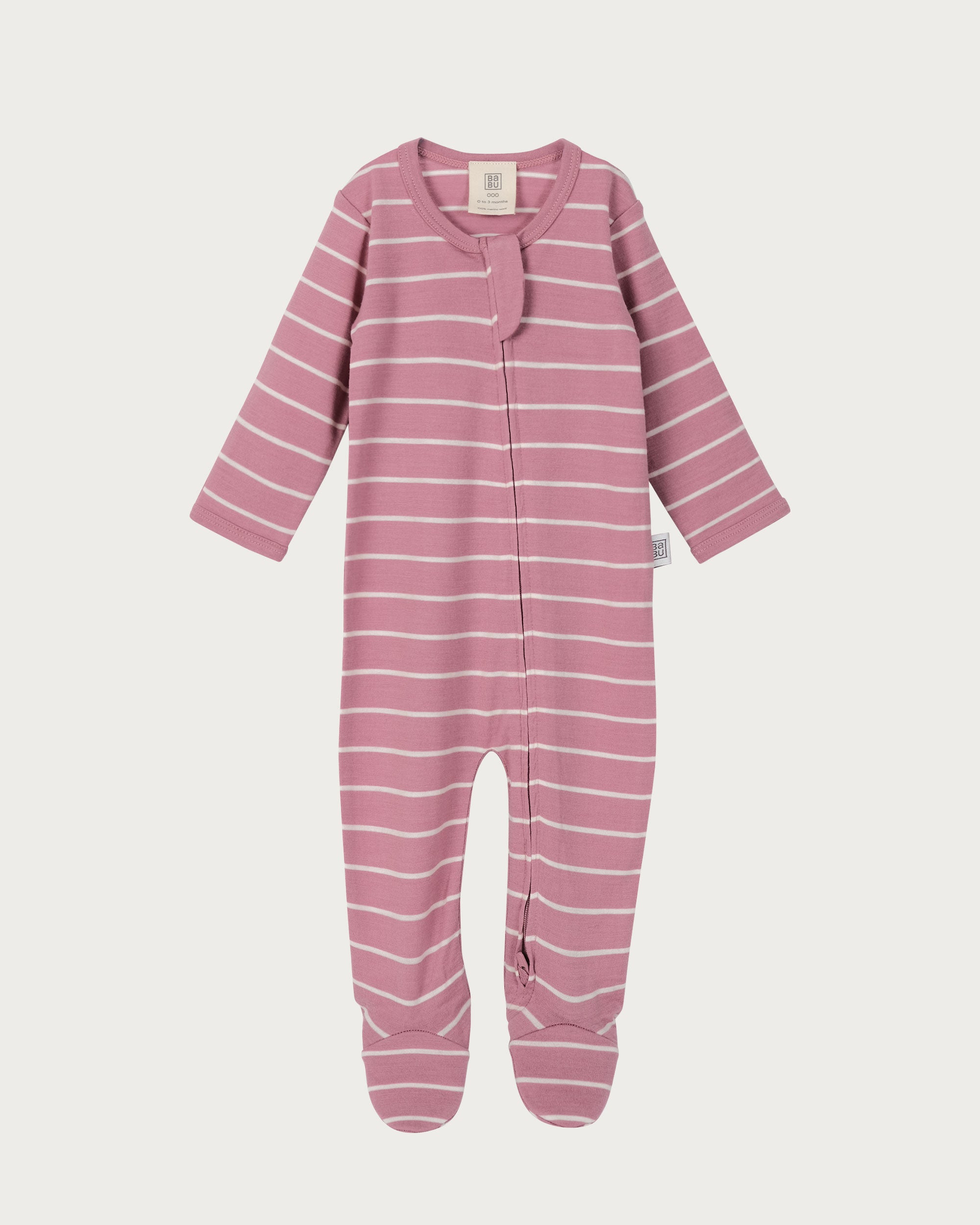 Merino Footed Onesie - Blossom Stripe