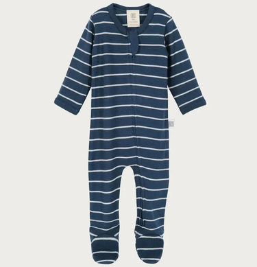 Merino Footed Onesie | Denim Stripe