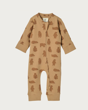 Cotton Footless Onesie - Chubby Bear