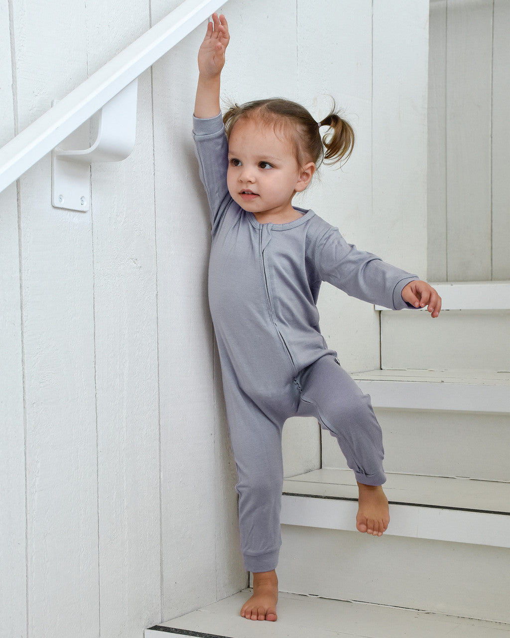 Merino Footless Onesie - Periwinkle