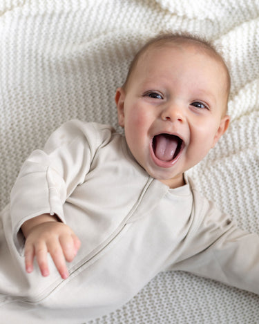 Cotton Footless Onesie - Oat